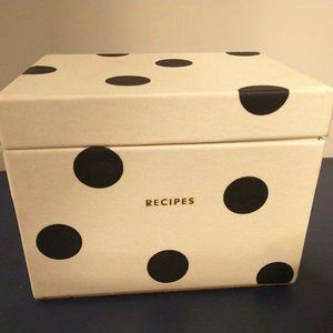 Kate Spade "Deco Dot" Recipe Box with extra recipe card set